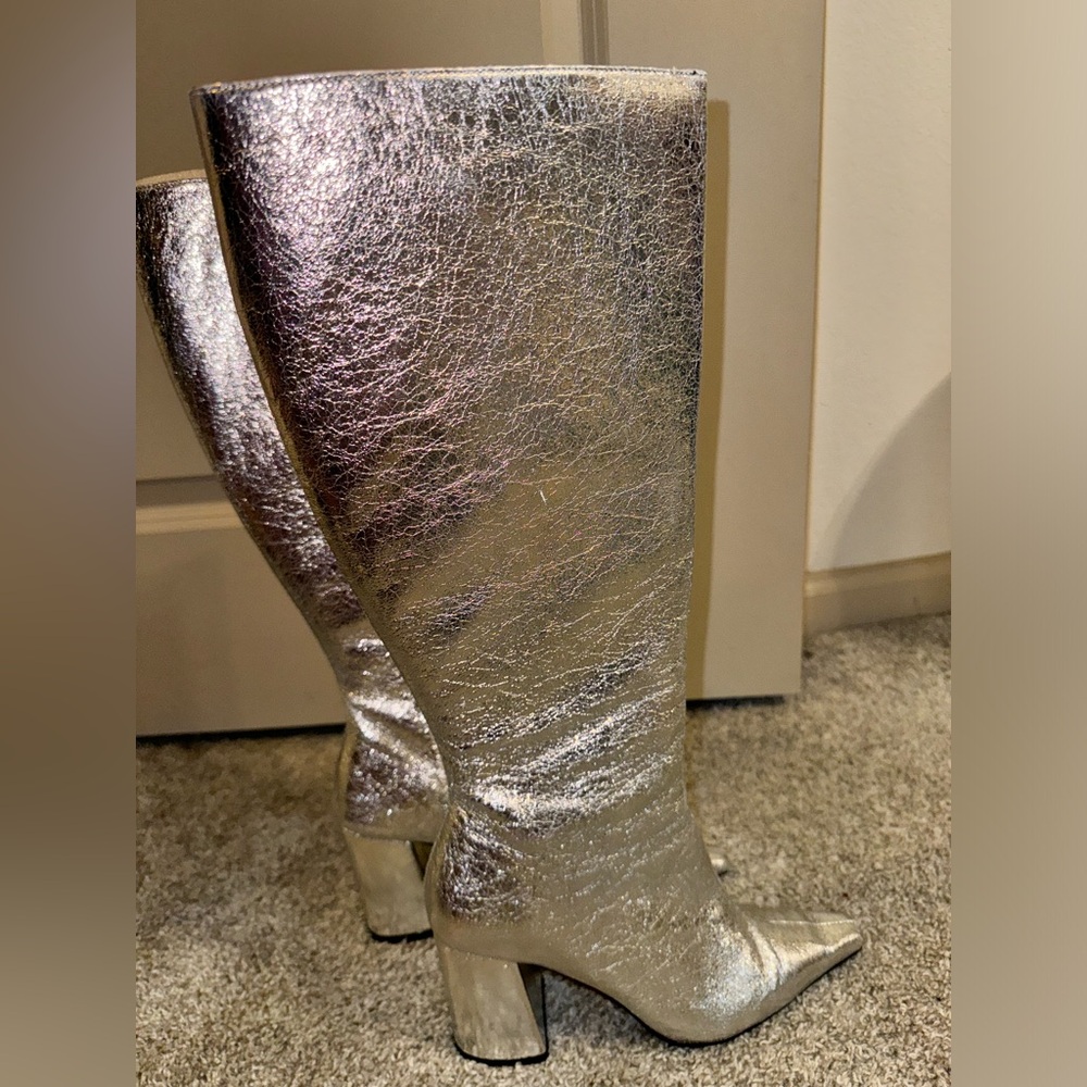 Knee high Metallic silver Steve Madden boots